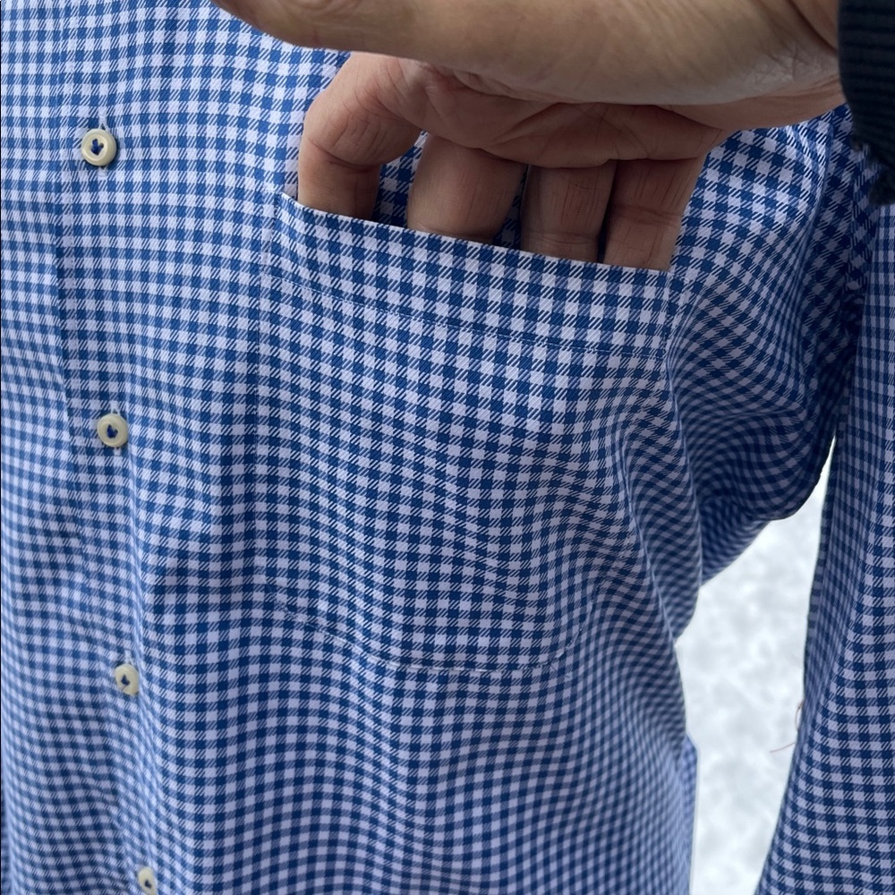 -Peter Millar Blue/White Gingham Button Down L/S As New Shirt Men's Size L - Picture 11 of 14